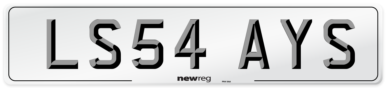 LS54 AYS Number Plate from New Reg